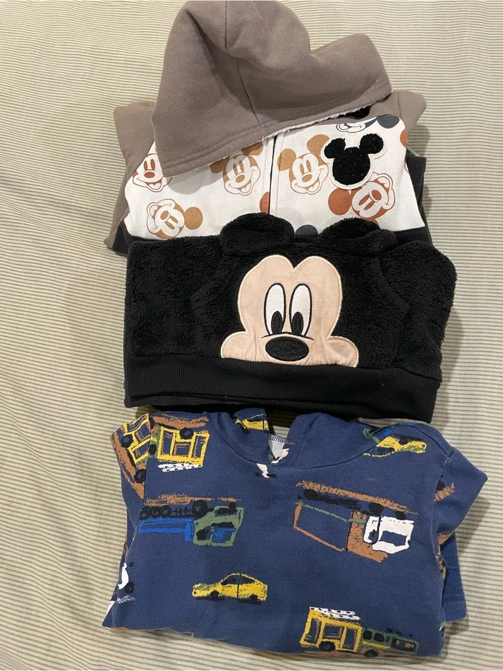 Carter's Mickey Mouse Hooded Sweatshirt Set in Black, Tan, Brown, Blue, Yellow